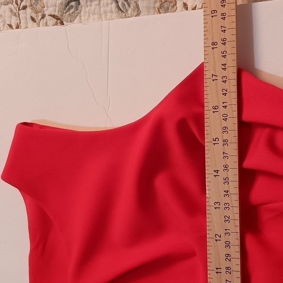 AGB Fit and Flare Red Belted Sleevless Dress - Picture 6 of 7